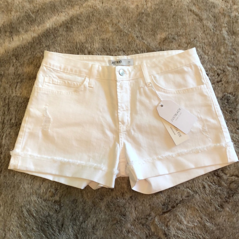 White Distressed Shorts